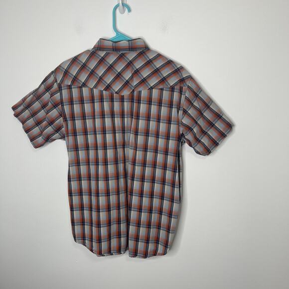 Moosecreek men's size large casual button down shirt orange blue white - Picture 2 of 9